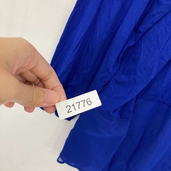 New Cable & Gauge 2X Navy Stretch Knit Asymmetric Hem Long Sleeve Tunic Romantic - Picture 8 of 8